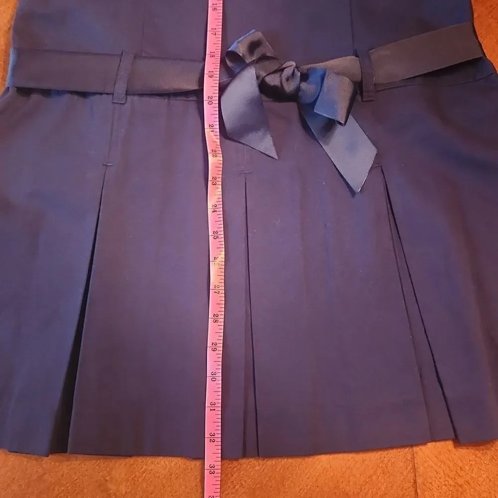 The Children’s Place Uniform Sleeveless Knee Length Bow Dress Size 16 Navy Blue